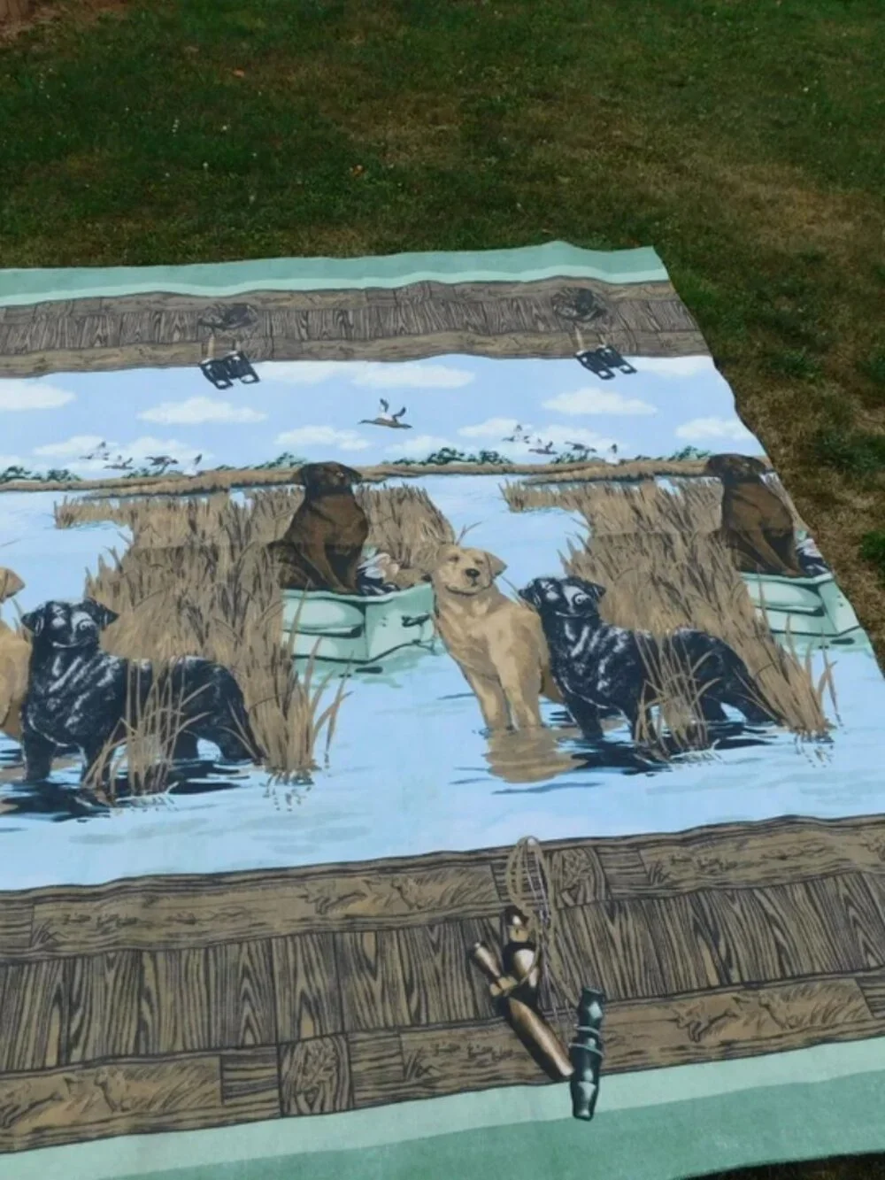 Vintage Lab Labrador Retriever Labs Hunting Theme Dog Blanket Bedding Lodge Cabi